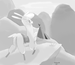 Size: 4462x3850 | Tagged: safe, artist:ktubosi83, imported from derpibooru, them's fightin' herds, butt, cloven hooves, community related, grayscale, looking at you, looking back, looking back at you, monochrome, paprika (tfh), plot