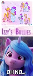 Size: 836x1904 | Tagged: safe, edit, edited screencap, imported from derpibooru, screencap, izzy moonbow, pony, unicorn, spoiler:my little pony: a new generation, bully, concept art, g5, my little pony: a new generation, oh no