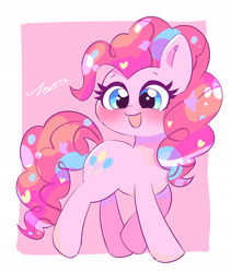 Size: 2063x2448 | Tagged: safe, artist:leo19969525, imported from derpibooru, pinkie pie, earth pony, pony, cute, diapinkes, female, mare, open mouth, open smile, simple background, smiling, solo, white background