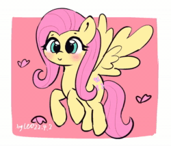 Size: 846x720 | Tagged: safe, artist:leo19969525, imported from derpibooru, fluttershy, butterfly, pegasus, pony, animated, blinking, cute, eyes closed, female, flying, mare, shyabetes, simple background, smiling, solo, webm, white background, wings