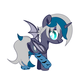 Size: 1139x1065 | Tagged: safe, artist:c1trine, artist:nekusia, imported from derpibooru, oc, oc only, oc:elizabat stormfeather, alicorn, bat pony, bat pony alicorn, pony, alicorn oc, base used, bat pony oc, bat wings, butt, clothes, commission, female, horn, mare, plot, raised leg, simple background, socks, solo, white background, wings, ych result