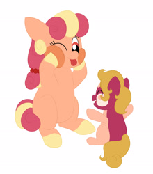 Size: 1815x2058 | Tagged: safe, artist:queenderpyturtle, imported from derpibooru, oc, oc only, oc:amberlocks, oc:lolli polli, earth pony, pony, female, filly, foal, simple background, white background