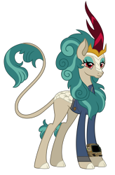 Size: 5000x7634 | Tagged: safe, artist:ponygamer2020, imported from derpibooru, rain shine, kirin, fallout equestria, sounds of silence, absurd resolution, clothes, cloven hooves, eyeshadow, fallout, female, jumpsuit, leonine tail, lidded eyes, makeup, pipboy, simple background, smiling, solo, tail, transparent background, vault suit, vector