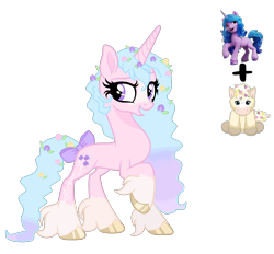 Size: 3446x3199 | Tagged: safe, artist:vernorexia, artist:whiteplumage233, imported from derpibooru, izzy moonbow, oc, oc:tulip lace, pony, unicorn, bald face, base used, blaze (coat marking), bow, coat markings, colored hooves, eyelashes, facial markings, flower, flower in hair, flower in tail, fusion, g5, g5 concept leak style, gold hooves, hooves, pastel, purple eyes, simple background, socks (coat markings), solo, tail, tail bow, transparent background, tulip, unshorn fetlocks, webkinz, webkinz tulip pony