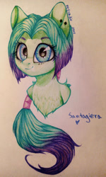 Size: 614x1024 | Tagged: safe, artist:pessadie, imported from derpibooru, oc, oc only, earth pony, pony, bust, ear piercing, earth pony oc, eyelashes, female, mare, piercing, signature, solo, traditional art