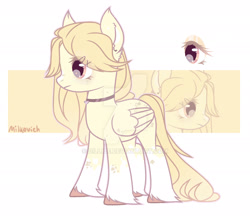 Size: 1920x1675 | Tagged: safe, artist:dillice, imported from derpibooru, oc, oc only, pegasus, pony, body freckles, choker, coat markings, colored ears, colored hooves, deviantart watermark, ear tufts, facial markings, freckles, long tail, obtrusive watermark, pegasus oc, simple background, snip (coat marking), socks (coat markings), tail, unshorn fetlocks, watermark, white background, wings, zoom layer