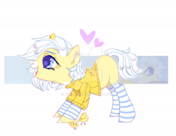 Size: 1919x1487 | Tagged: safe, artist:dillice, imported from derpibooru, oc, oc only, pony, chick, clothes, eyelashes, female, heart, mare, simple background, smiling, socks, solo, striped socks, white background, zoom layer