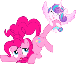 Size: 988x823 | Tagged: safe, artist:cayfie, imported from derpibooru, pinkie pie, princess flurry heart, alicorn, earth pony, pony, season 6, the crystalling, eyes closed, female, simple background, transparent background, vector