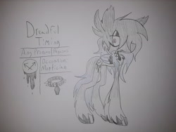 Size: 3264x2448 | Tagged: safe, artist:ilovethetalkingclock, imported from derpibooru, oc, oc only, oc:dreadful timing, pegasus, choker, goth, ponysona, reference sheet, traditional art