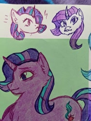 Size: 640x853 | Tagged: safe, artist:mintroni, imported from derpibooru, rarity, starlight glimmer, traditional art