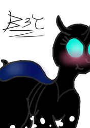 Size: 2480x3508 | Tagged: artist needed, source needed, safe, imported from derpibooru, oc, oc only, changeling, blushing, changeling oc, cute, female, simple background, solo, white background