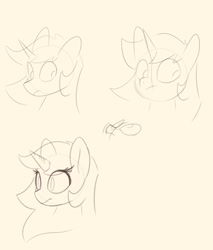 Size: 1208x1416 | Tagged: safe, artist:aripegio del mandolino, oc, oc only, pony, unicorn, eye clipping through hair, female, horn, mare, sketch