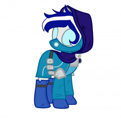 Size: 700x681 | Tagged: safe, artist:nekusia, imported from derpibooru, oc, oc only, oc:ivislor, oc:ivislor odzi, cyborg, cyborg pony, pony, robot, robot pony, boots, clothes, commissioner:iv's, face mask, hoodie, male, mask, shoes, shoulder pads, simple background, white background