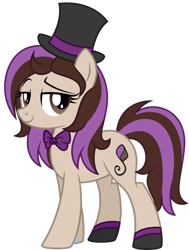 Size: 2131x2813 | Tagged: safe, artist:cayfie, imported from derpibooru, oc, oc only, oc:bowtie, earth pony, pony, bowtie, female, hat, high res, mare, simple background, top hat, transparent background, vector