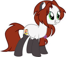 Size: 7466x6511 | Tagged: safe, artist:shootingstarsentry, imported from derpibooru, oc, oc only, oc:panda jen, earth pony, pony, absurd resolution, brown mane, brown tail, coat markings, earth pony oc, female, full body, grin, hooves, mare, show accurate, simple background, smiling, socks (coat markings), solo, standing, tail, transparent background