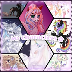 Size: 1080x1080 | Tagged: safe, artist:henori_artist, imported from derpibooru, oc, oc only, pegasus, unicorn, bust, chest fluff, choker, eyelashes, horn, multicolored hair, pegasus oc, rainbow hair, smiling, unicorn oc, wings