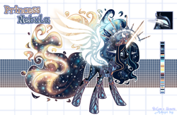 Size: 4840x3150 | Tagged: safe, artist:henori_artist, imported from derpibooru, oc, oc only, oc:nebula, alicorn, pony, alicorn oc, base used, ethereal mane, eyelashes, female, galaxy mane, hoof shoes, horn, mare, solo, wings