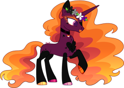 Size: 2852x2020 | Tagged: safe, artist:kurosawakuro, imported from derpibooru, oc, pony, unicorn, female, floral head wreath, flower, mare, simple background, solo, transparent background