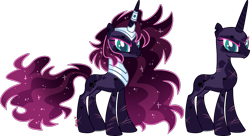 Size: 2759x1502 | Tagged: safe, artist:kurosawakuro, imported from derpibooru, pony, unicorn, female, magical lesbian spawn, mare, offspring, parent:princess luna, parent:tempest shadow, parents:tempestluna, simple background, solo, transparent background