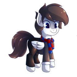 Size: 1024x1024 | Tagged: safe, artist:deni-liandi, imported from derpibooru, oc, oc only, oc:jacktor stan, pegasus, pony, pony town, 2023 community collab, clothes, male, original character do not steal, outfit, scarf, simple background, solo, striped scarf, transparent background