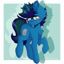 Size: 5000x5000 | Tagged: safe, artist:flur ink, imported from derpibooru, oc, oc only, oc:arioso, pony, unicorn, glasses, male, stallion, tail, two toned mane, two toned tail