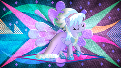 Size: 3840x2160 | Tagged: safe, artist:laszlvfx, artist:thatusualguy06, edit, imported from derpibooru, cloudchaser, pegasus, pony, clothes, dress, eyes closed, female, gala dress, mare, raised hoof, solo, vector, wallpaper, wallpaper edit