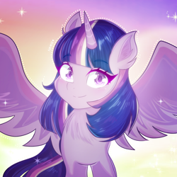 Size: 1280x1280 | Tagged: safe, artist:namieart, imported from derpibooru, twilight sparkle, alicorn, pony, anime style, chest fluff, cute, ear fluff, female, looking at you, mare, solo, twiabetes, twilight sparkle (alicorn)