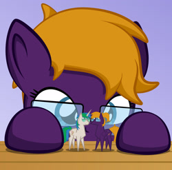 Size: 1920x1900 | Tagged: safe, artist:alexdti, artist:justapone, imported from derpibooru, oc, oc only, oc:purple creativity, oc:star logic, pegasus, pony, unicorn, female, glasses, mare, pegasus oc, shadow, toy