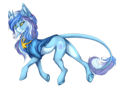 Size: 1321x985 | Tagged: safe, artist:requiem♥, imported from derpibooru, oc, oc only, oc:mind equilibrium, unicorn, blue hooves, blue mane, clothes, simple background, solo, transparent background, yellow eyes