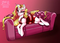 Size: 2039x1447 | Tagged: safe, artist:dragonfoxgirl, imported from derpibooru, oc, oc only, pony, unicorn, clothes, couch, solo
