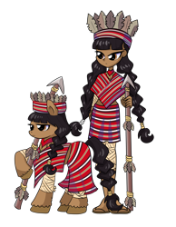 Size: 3111x4000 | Tagged: safe, artist:windywendy29, imported from derpibooru, oc, oc only, oc:ligaya, earth pony, human, pony, equestria girls, bandage, clothes, duality, equestria girls-ified, feather, female, filipino, hat, human ponidox, midriff, philippines, poncho, raised hoof, sandals, self paradox, self ponidox, simple background, skirt, solo, spear, transparent background, tribal, unshorn fetlocks, weapon