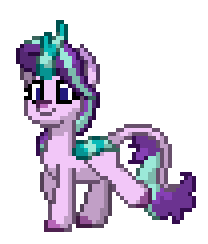 Size: 208x244 | Tagged: safe, artist:twilyisbestpone, derpibooru exclusive, imported from derpibooru, starlight glimmer, kirin, pony, pony town, animated, cloven hooves, cute, female, gif, glimmerbetes, kirin starlight, kirin-ified, leonine tail, pixel art, simple background, smiling, solo, species swap, sprite, tail, transparent background, trotting, trotting in place, walk cycle, walking