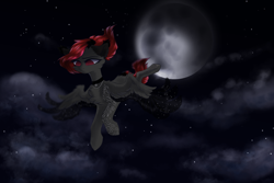 Size: 3000x2000 | Tagged: safe, artist:jsunlight, imported from derpibooru, oc, oc only, pegasus, pony, flying, moon, night, solo