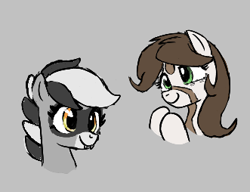 Size: 331x254 | Tagged: safe, artist:kabayo, oc, oc only, oc:bandy cyoot, oc:dotmare, earth pony, pony, aggie.io, fangs, female, lowres, mare, simple background, smiling