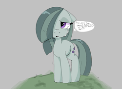 Size: 1461x1074 | Tagged: safe, artist:mushy, earth pony, pony, aggie.io, crying, female, frown, implied anon, implied fluttershy, marble, mare, open mouth, sad, simple background, talking