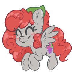 Size: 500x500 | Tagged: safe, artist:fluffyxai, imported from derpibooru, oc, oc only, oc:scenic spatter, pegasus, pony, ^^, chibi, eyes closed, female, filly, flying, foal, mare, pixel art, simple background, smiling, solo, transparent background