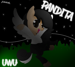 Size: 3218x2873 | Tagged: safe, artist:fededash, imported from derpibooru, oc, oc only, oc:pandauwu, pegasus, pony, lamp, light, pegasus oc, stars, text