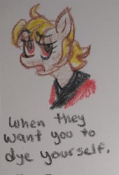 Size: 1390x2048 | Tagged: safe, artist:pony quarantine, imported from derpibooru, oc, oc only, oc:red the prostitute, earth pony, pony, bust, clothes, dialogue, female, lidded eyes, mare, robe, solo, talking to viewer, traditional art