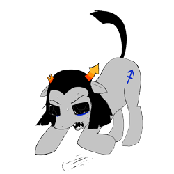 Size: 900x900 | Tagged: safe, artist:nyar, imported from derpibooru, pony, artifact, broken horn, equius zahhak, homestuck, horn, horns, imminent pounce, male, ms paint adventures, open mouth, ponified, raised tail, sharp teeth, simple background, solo, stallion, tail, teeth, transparent background, troll (homestuck), vulgar description