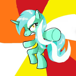 Size: 894x894 | Tagged: safe, artist:smoking-mist, imported from derpibooru, lyra heartstrings, pony, unicorn, 2012, bipedal, female, mare, solo, sunburst background