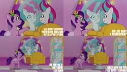 Size: 1280x720 | Tagged: safe, edit, edited screencap, editor:quoterific, imported from derpibooru, screencap, pipp petals, zipp storm, pegasus, pony, spoiler:g5, spoiler:my little pony: tell your tale, spoiler:tyts01e05, duo, eyes closed, female, g5, grin, mane melody, mare, mirror, my little pony: tell your tale, open mouth, open smile, siblings, smiling, text