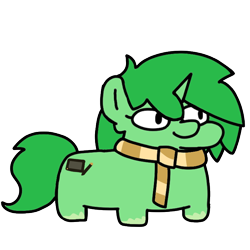 Size: 720x720 | Tagged: safe, artist:fluttershank, imported from derpibooru, oc, oc only, oc:pisty, pony, unicorn, pony town, clothes, scarf, simple background, solo, squatpony, striped scarf, transparent background