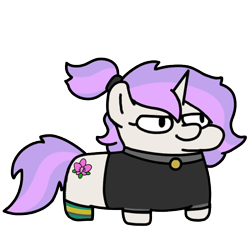 Size: 720x720 | Tagged: safe, artist:fluttershank, imported from derpibooru, oc, oc only, oc:orchid, pony, unicorn, pony town, clothes, ponytail, simple background, socks, solo, squatpony, transparent background