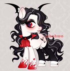 Size: 2280x2334 | Tagged: safe, artist:whohwo, imported from derpibooru, oc, oc only, bat pony, pony, undead, vampire, vampony, base used, bat pony oc, clothes, eyelashes, female, mare, red eyes, solo