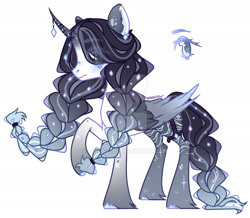 Size: 1920x1674 | Tagged: safe, artist:dillice, imported from derpibooru, oc, oc only, alicorn, pony, alicorn oc, deviantart watermark, ear fluff, ethereal mane, female, horn, horn jewelry, jewelry, mare, obtrusive watermark, simple background, solo, starry mane, unshorn fetlocks, watermark, white background, wings