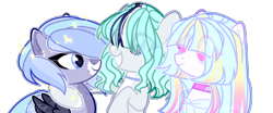 Size: 1558x649 | Tagged: safe, artist:toffeelavender, imported from derpibooru, oc, oc only, earth pony, pegasus, pony, base used, choker, earth pony oc, eye clipping through hair, eyelashes, female, grin, hug, mare, pegasus oc, simple background, smiling, transparent background, wings