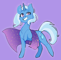 Size: 1371x1348 | Tagged: safe, artist:boorakun, edit, editor:edits of hate, editor:unofficial edits thread, imported from twibooru, trixie, pony, unicorn, cape, clothes, image, png, raised hoof, smiling, solo, starry eyes, wingding eyes