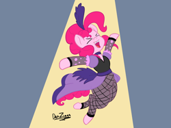 Size: 4098x3072 | Tagged: safe, artist:datzigga, imported from derpibooru, pinkie pie, earth pony, pony, ><, clothes, dress, eyes closed, jumping, saloon dress, saloon pinkie, solo, xd