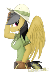 Size: 2048x2732 | Tagged: safe, artist:lordshrekzilla20, imported from derpibooru, daring do, anthro, pegasus, breasts, busty daring do, female, high res, sideboob, sidemouth, simple background, solo, transparent background