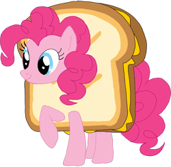 Size: 2388x2321 | Tagged: safe, artist:kigtoons, imported from derpibooru, pinkie pie, earth pony, pony, clothes, costume, food, food costume, grilled cheese costume, grilled cheese sandwich, grilled cheese sandwich costume, sandwich, sandwich costume, simple background, solo, transparent background